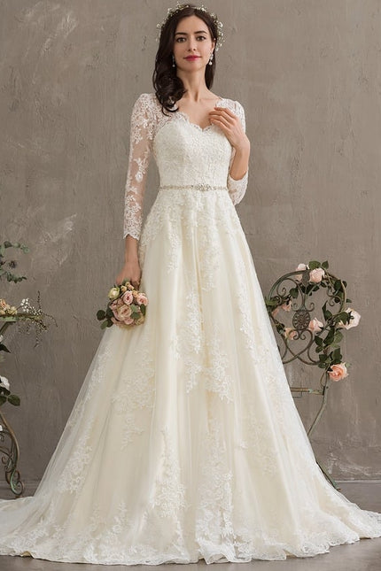Robe Manche Longue Nuptiale Florale
