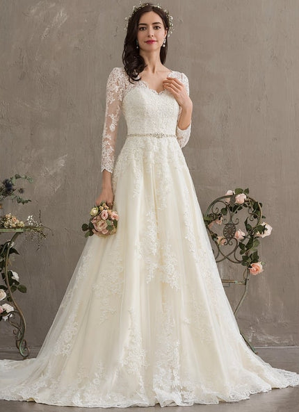 Robe Manche Longue Nuptiale Florale
