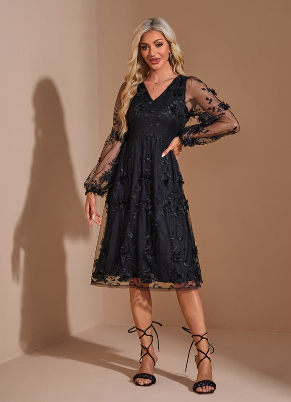 Robe Évasée Manche Longue - gallery 5