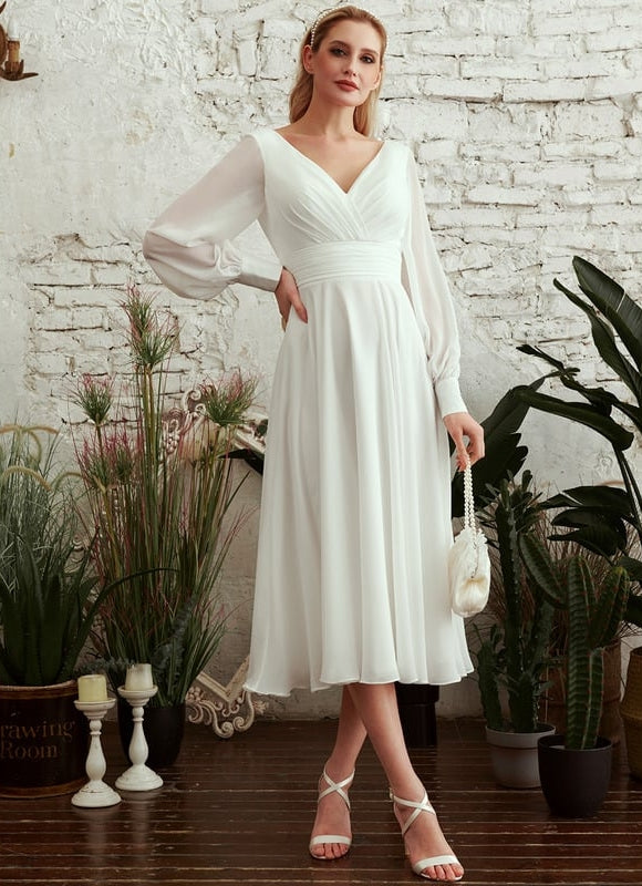 Robe Manche Longue De Mariée Vaporeuse - gallery 2
