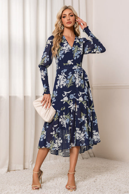 Robe Manche Longue Fleurie Fluide - gallery 4