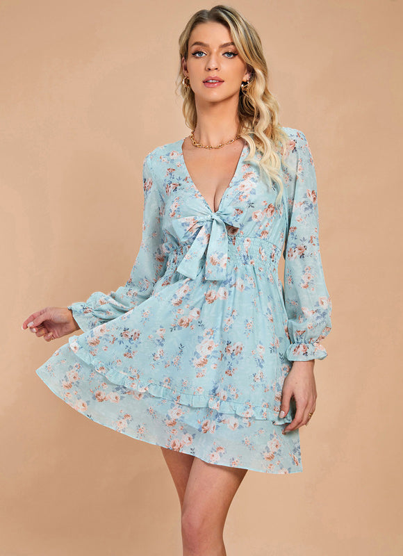Robe Manche Longue Fleurie Légère