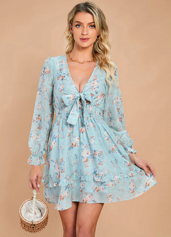 Robe Manche Longue Fleurie Légère - gallery 6