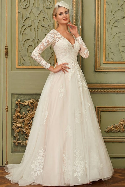 Robe Manche Longue Princesse Tulle Floral - gallery 5