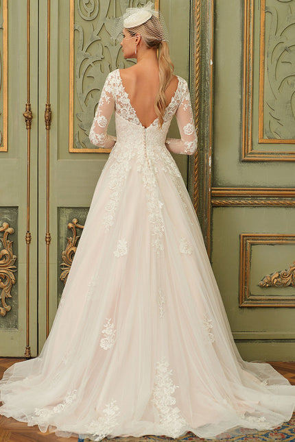 Robe Manche Longue Princesse Tulle Floral - gallery 2