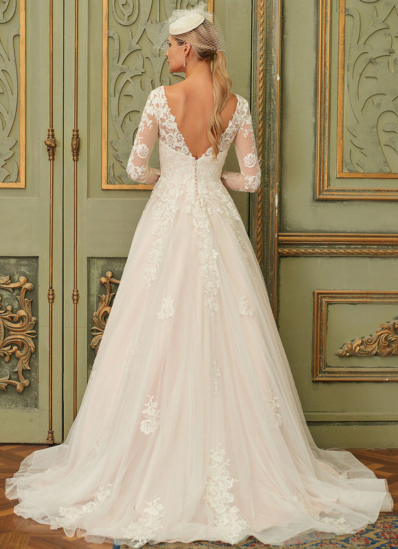 Robe Manche Longue Princesse Tulle Floral - gallery 2