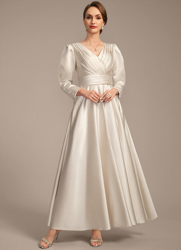 Robe Blanche Satin Manche Longue - gallery 3