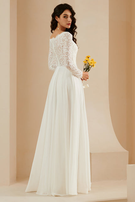 Robe Manche Longue Évasée Dentelle - gallery 2
