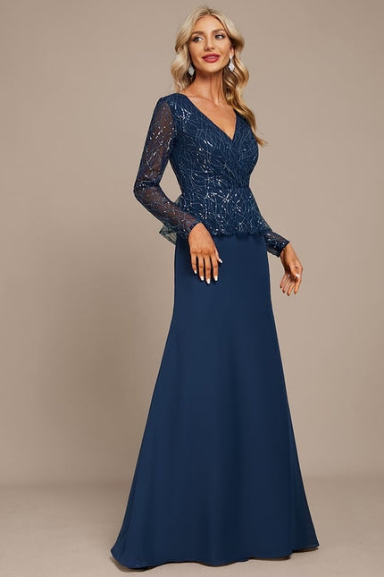 Robe Manche Longue Soirée Pailletée - gallery 3