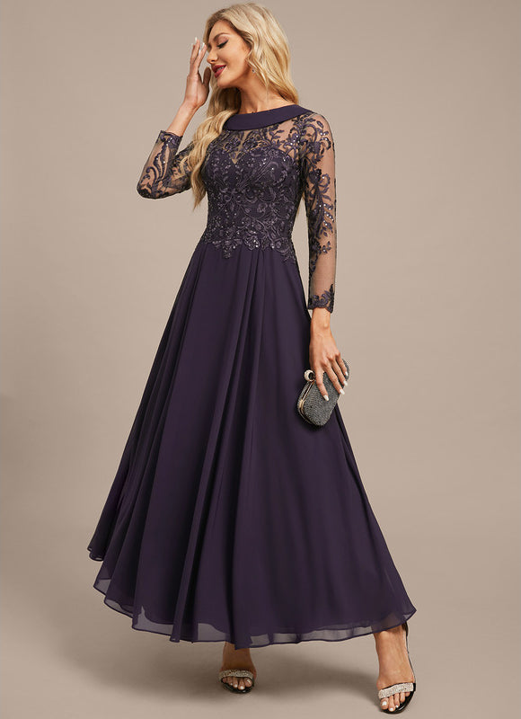 Robe Manche Longue Soirée Violette Élégante - gallery 4