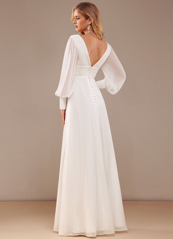 Robe De Soirée Blanche Manche Longue - gallery 6