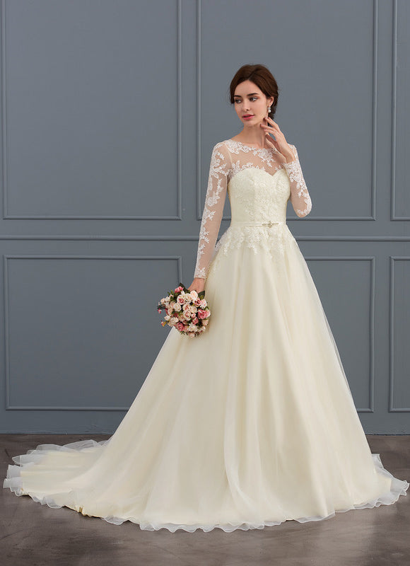 Robe Manche Longue Nuptiale Délicate - gallery 1