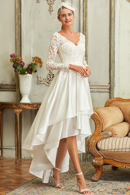 Robe Manche Longue Satin Asymétrique