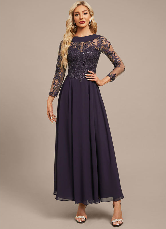 Robe Manche Longue Soirée Violette Élégante - gallery 2