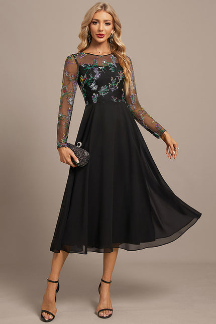 Robe Noire Manches Longues Dentelle