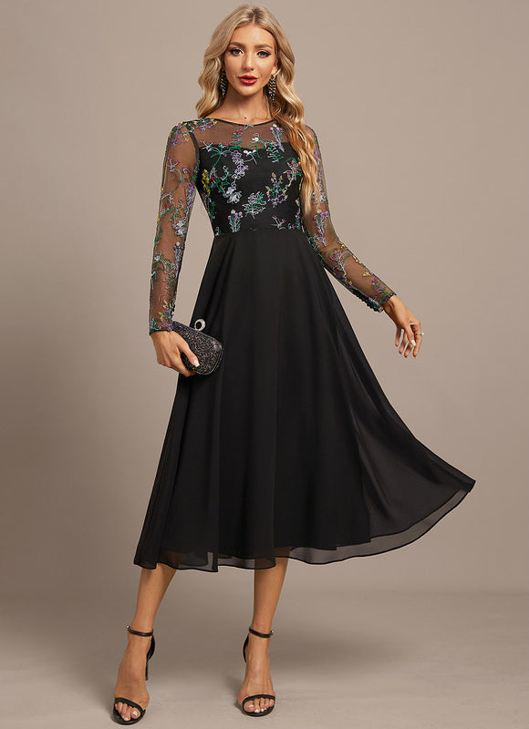 Robe Noire Manches Longues Dentelle