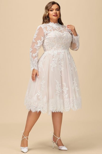 Robe Manche Longue Rétro En Tulle - gallery 9