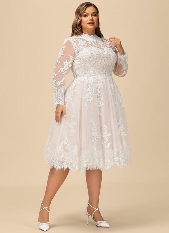 Robe Manche Longue Rétro En Tulle - gallery 9