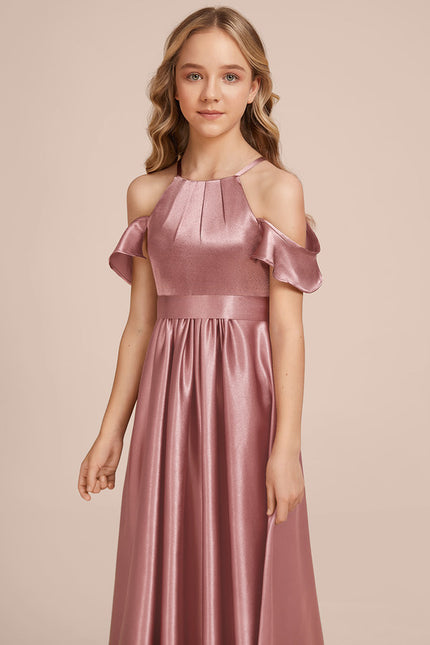 Robe Manche Longue Satin Bordeaux Élégante - gallery 2