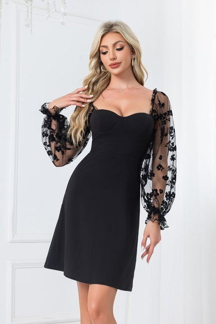 Robe Noire Patineuse Manche Longue - gallery 5