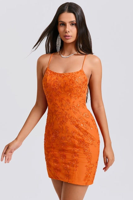 Robe Manche Longue Courte Brodée Orange - gallery 1