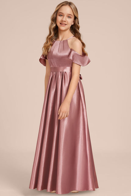 Robe Manche Longue Satin Bordeaux Élégante - gallery 3