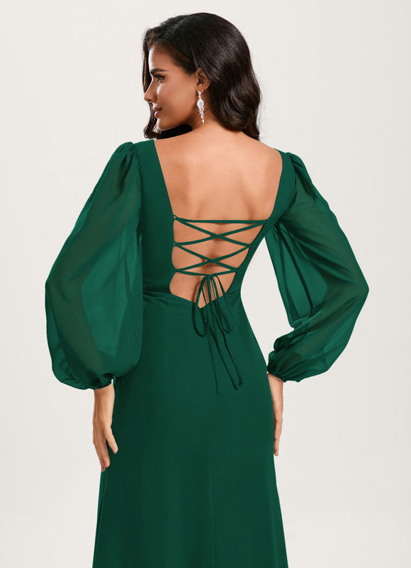 Robe De Soiree Sirene Manche Longue - gallery 5