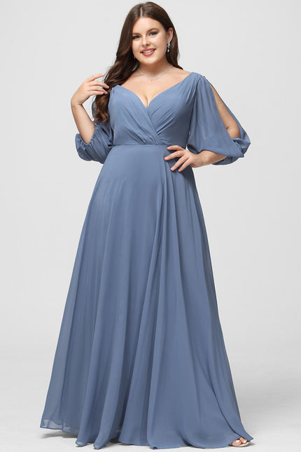 Robe Manche Longue Longue Rose Volants - gallery 6