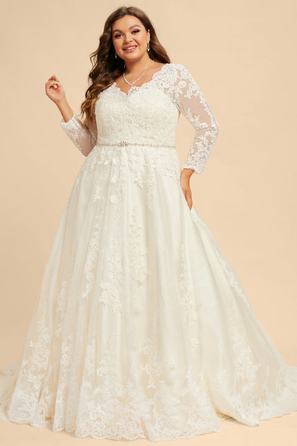Robe Manche Longue Nuptiale Florale - gallery 9