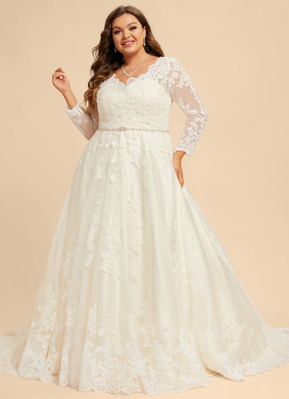 Robe Manche Longue Nuptiale Florale - gallery 9