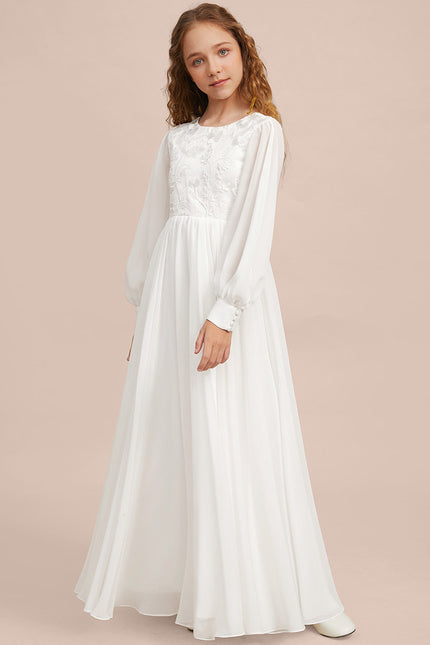 Robe Blanche Boheme Manches Longues - gallery 3