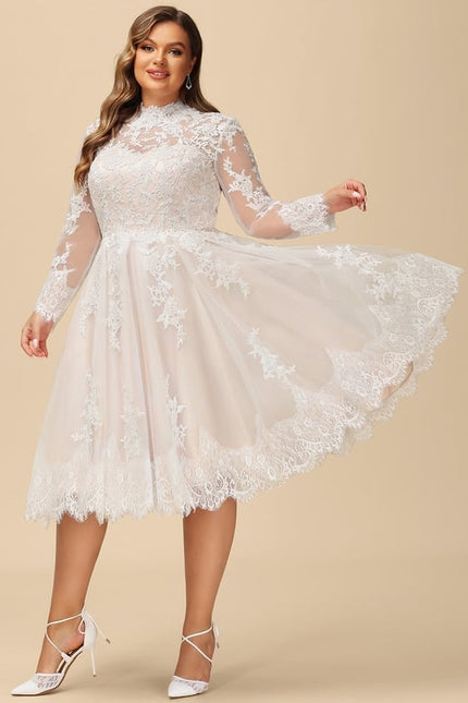 Robe Manche Longue Rétro En Tulle - gallery 6