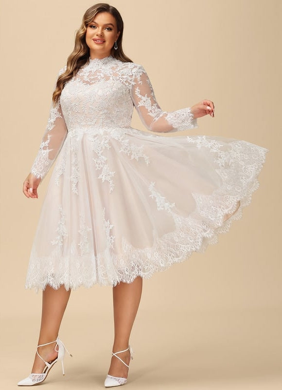 Robe Manche Longue Rétro En Tulle - gallery 6