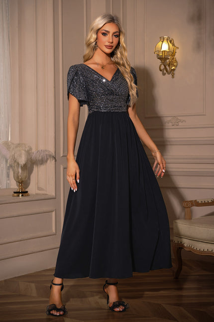 Robe Longue Noire Manche Bouffante