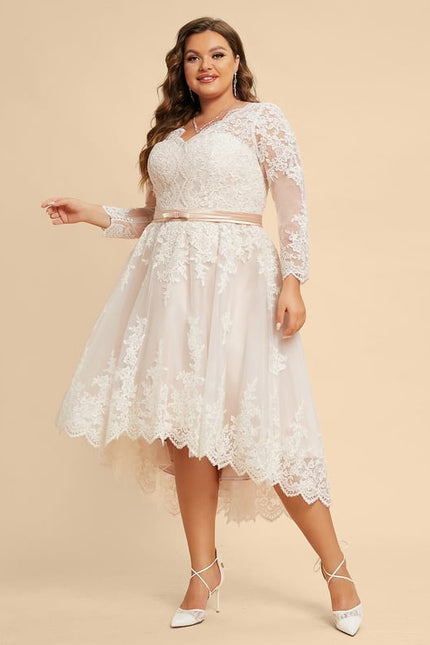 Robe Manche Longue Élégante En Dentelle - gallery 6
