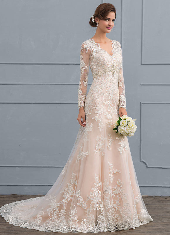 Robe Manche Longue Sirène Tulle Floral