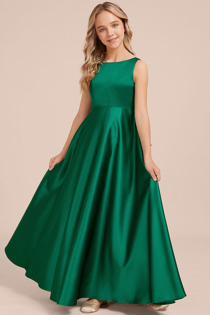 Robe Manche Longue Satin Émeraude - gallery 3