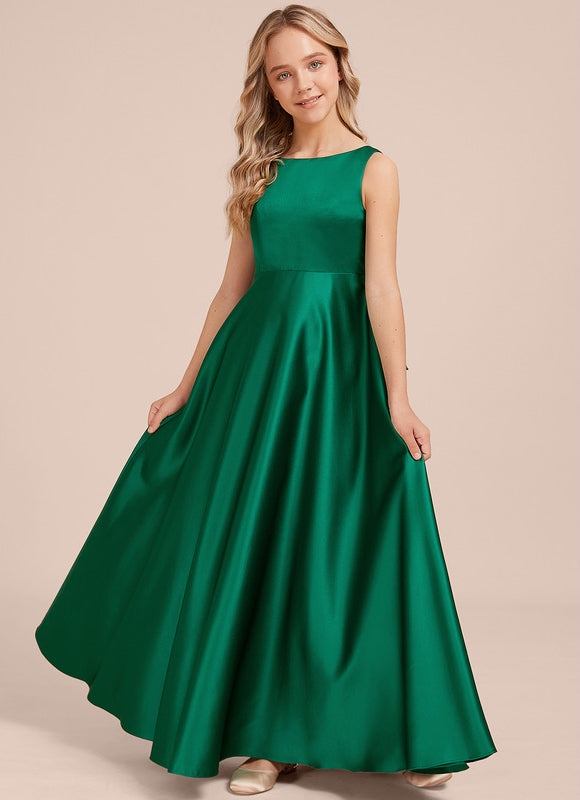 Robe Manche Longue Satin Émeraude - gallery 3