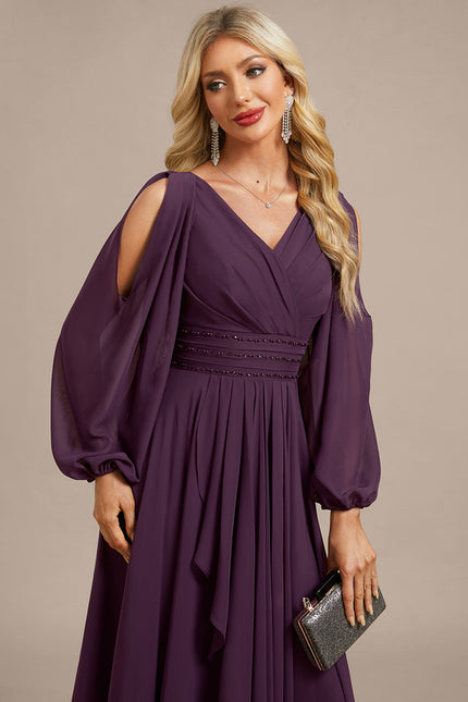 Robe Longue Mousseline Avec Manches - gallery 1