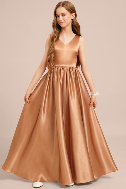 Robe Manche Longue Satin Doré - gallery 2