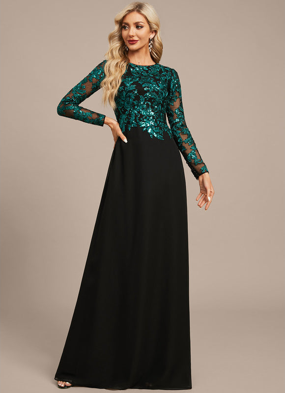 Robe Manche Longue Longue Émeraude Élégante - gallery 2