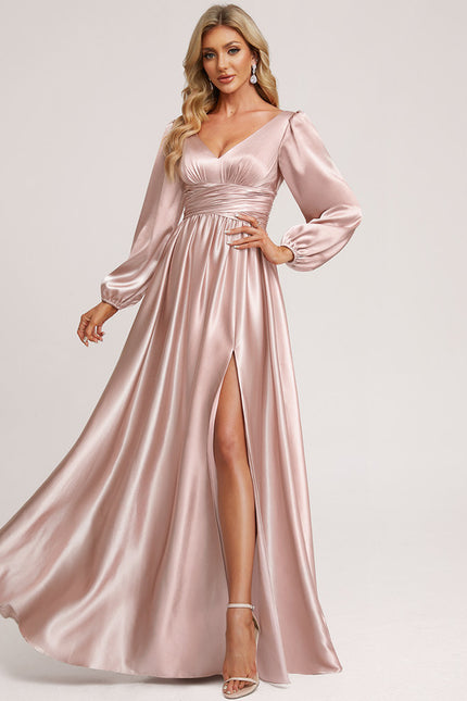Robe Longue Satin Manche Longue - gallery 3