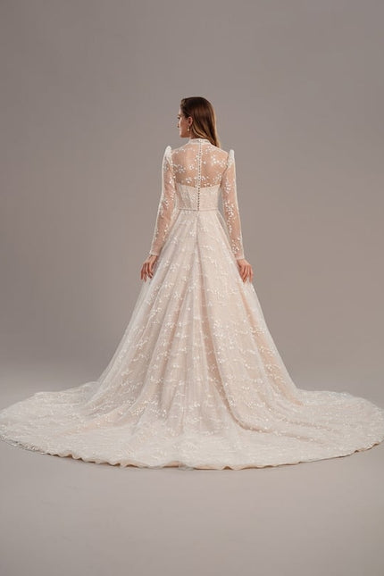Robe Manche Longue Tulle Brodée - gallery 5