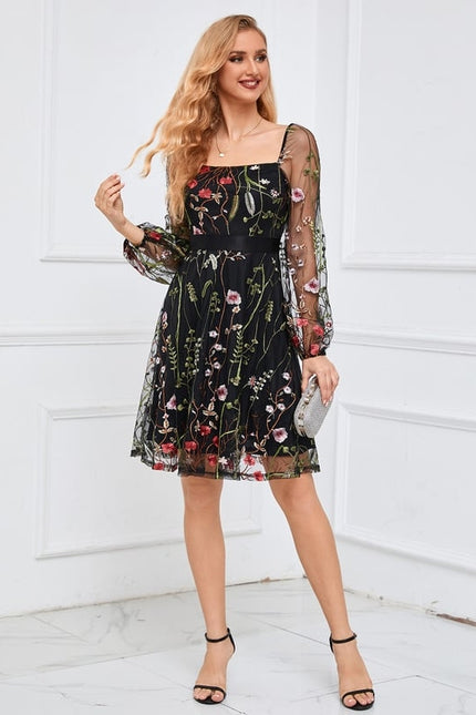 Robe Manche Longue Brodée Transparente - gallery 6