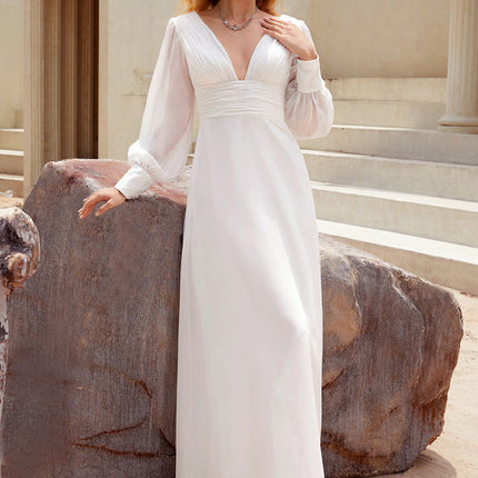 Robe Blanche Longue Manches Longues