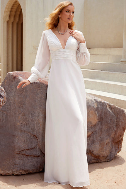 Robe Blanche Longue Manches Longues