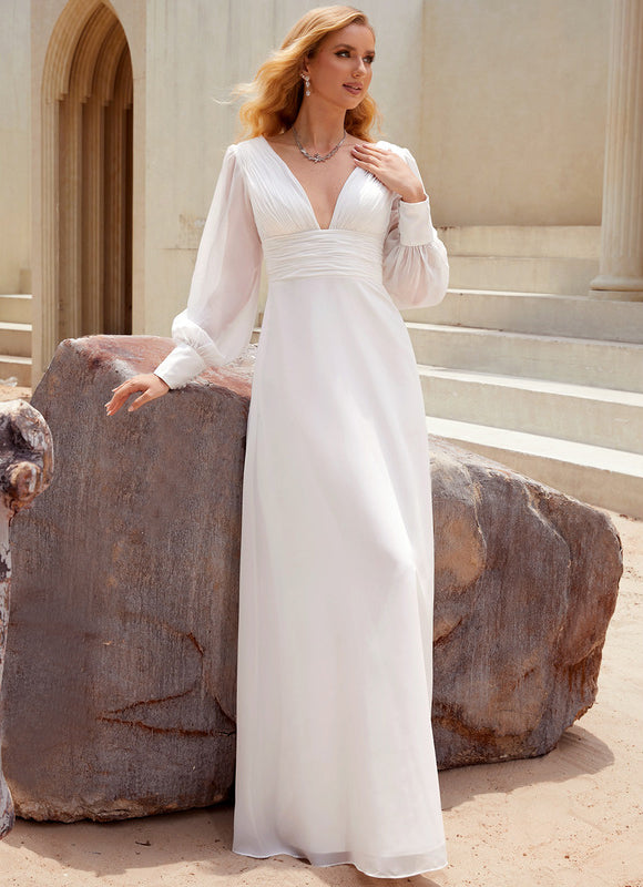 Robe Blanche Longue Manches Longues