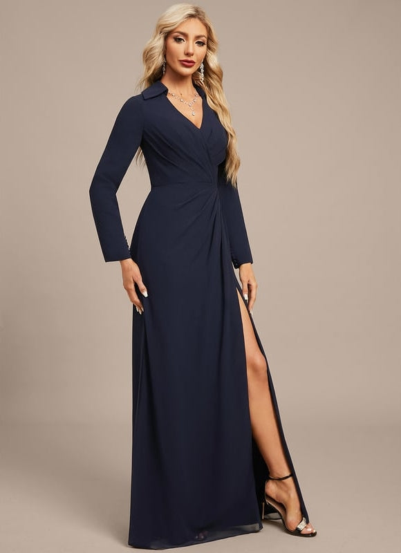 Robe Manche Longue Élégante Plissée - gallery 4