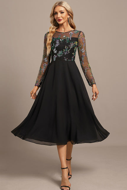 Robe Noire Manches Longues Dentelle - gallery 2