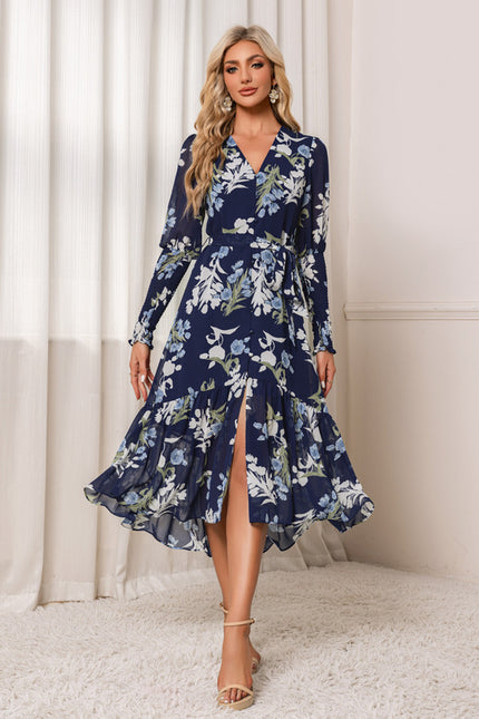 Robe Manche Longue Fleurie Fluide